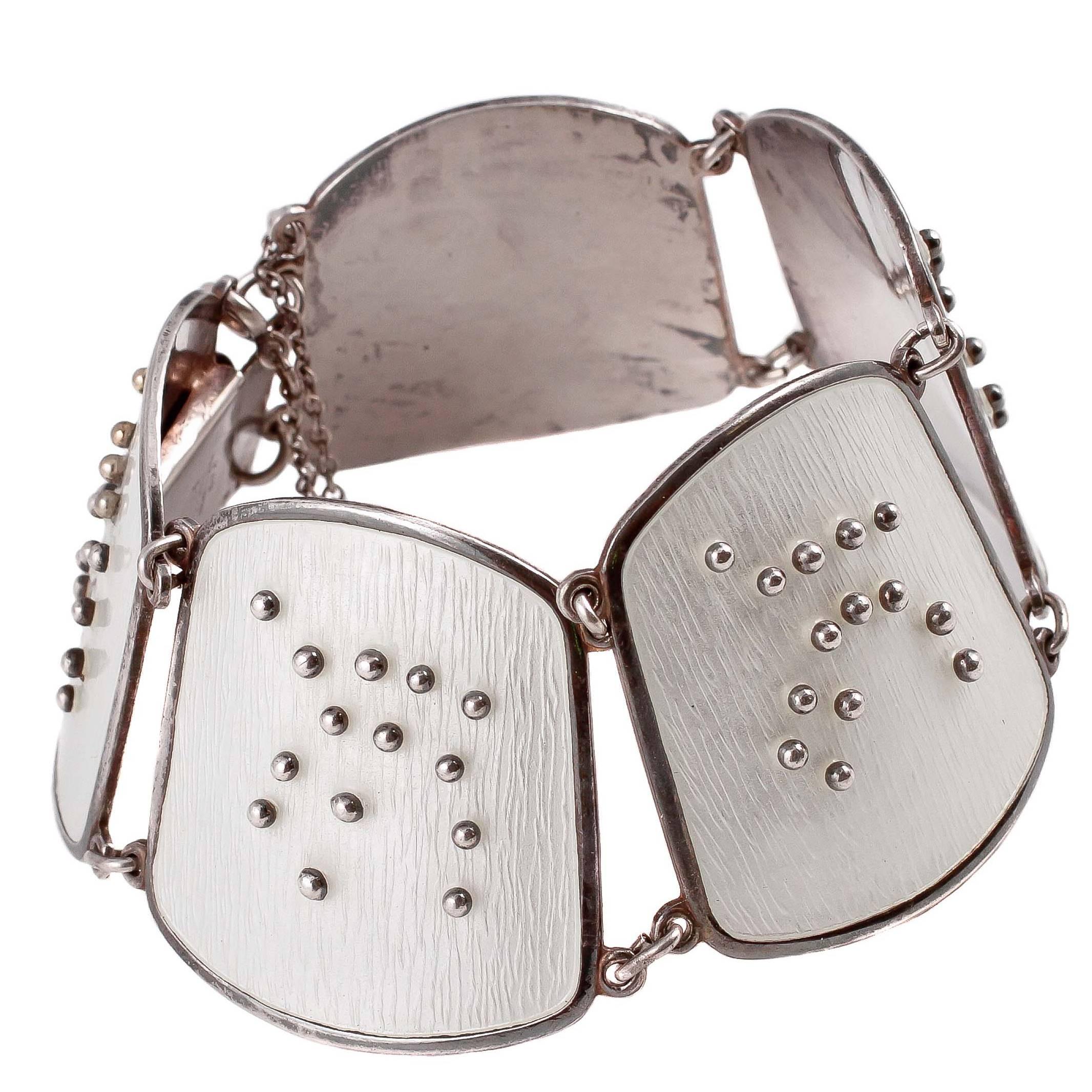 Enamel Sterling Silver Modernist Bracelet by Karl Rasmussen