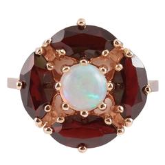 Opal Garnet Gold Ring 7