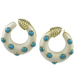 Van Cleef & Arpels Turquoise Gold Hoops