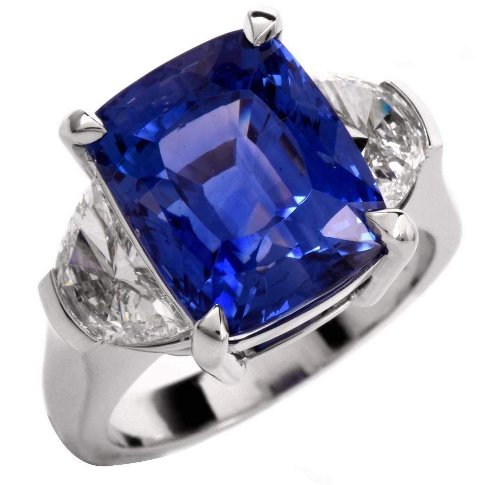 Stunning Rare Large No Heat AGL Cert Natural Ceylon Sapphire Platinum Ring