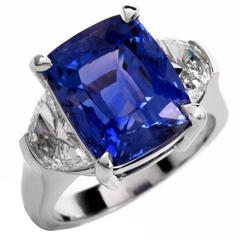Stunning Rare Large No Heat AGL Cert Natural Ceylon Sapphire Platinum Ring 9