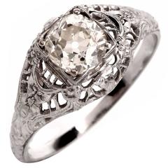 Diamond Gold Filigree Engagement Ring