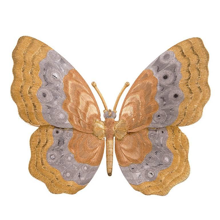 Buccellati Tricolor Gold Butterfly Brooch