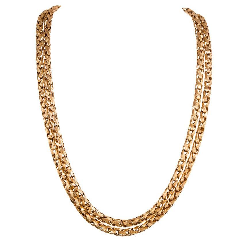 Tiffany & Co. 40 Inch Braided Gold Chain 