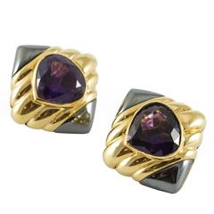 Bulgari Amethyst Hematite Gold Earrings