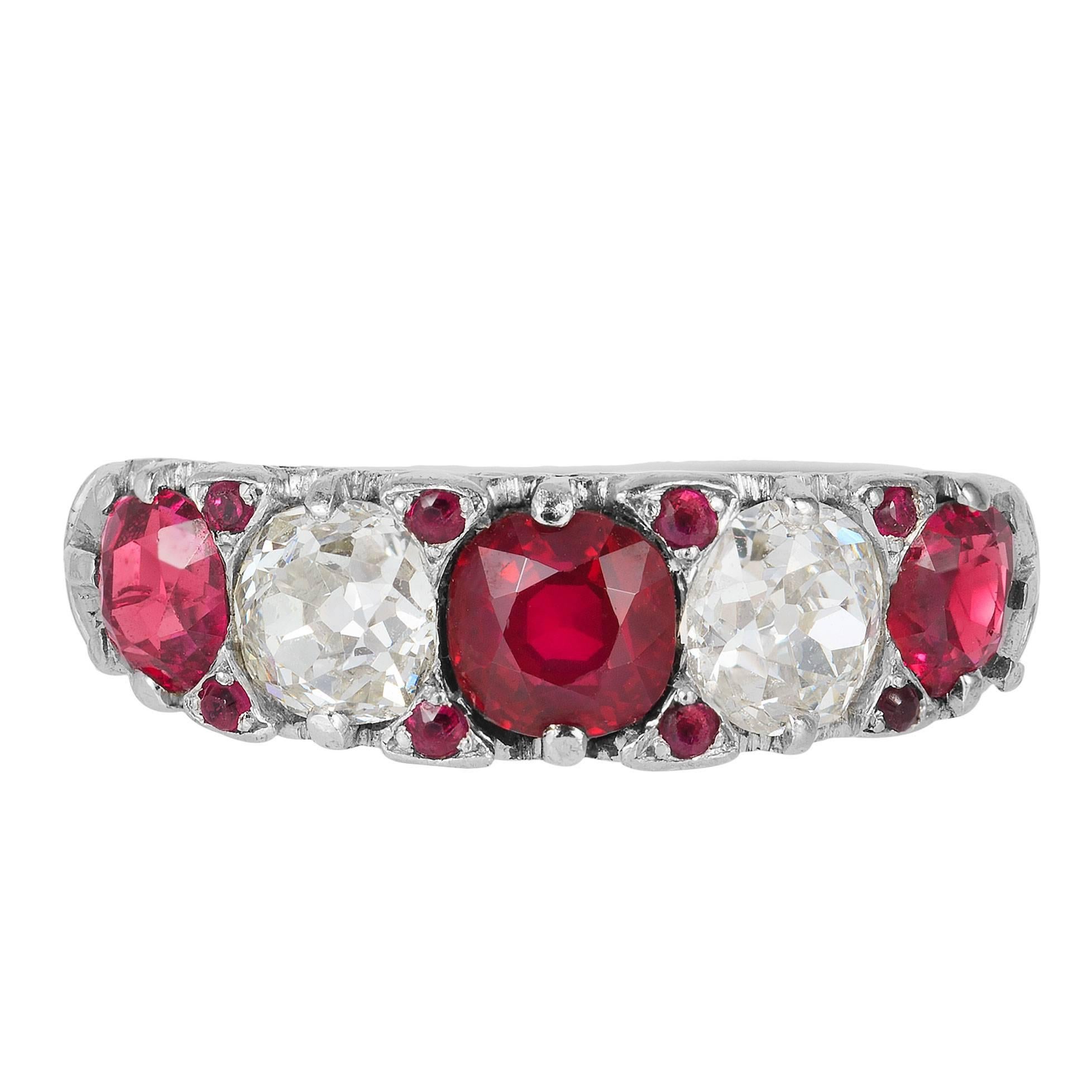 Tiffany & Co. Ruby Diamond Band Ring, Circa 1910 For Sale