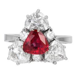 1.38 Carat Ruby Diamond Gold Ring