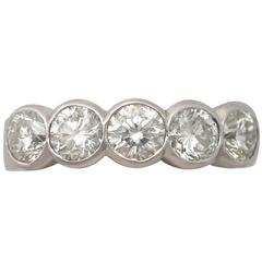 Contemporary 1.82 Carat Diamond and 18k White Gold Five Stone Ring 7