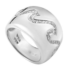 Van Cleef & Arpels Diamond White Gold Wave Band Ring