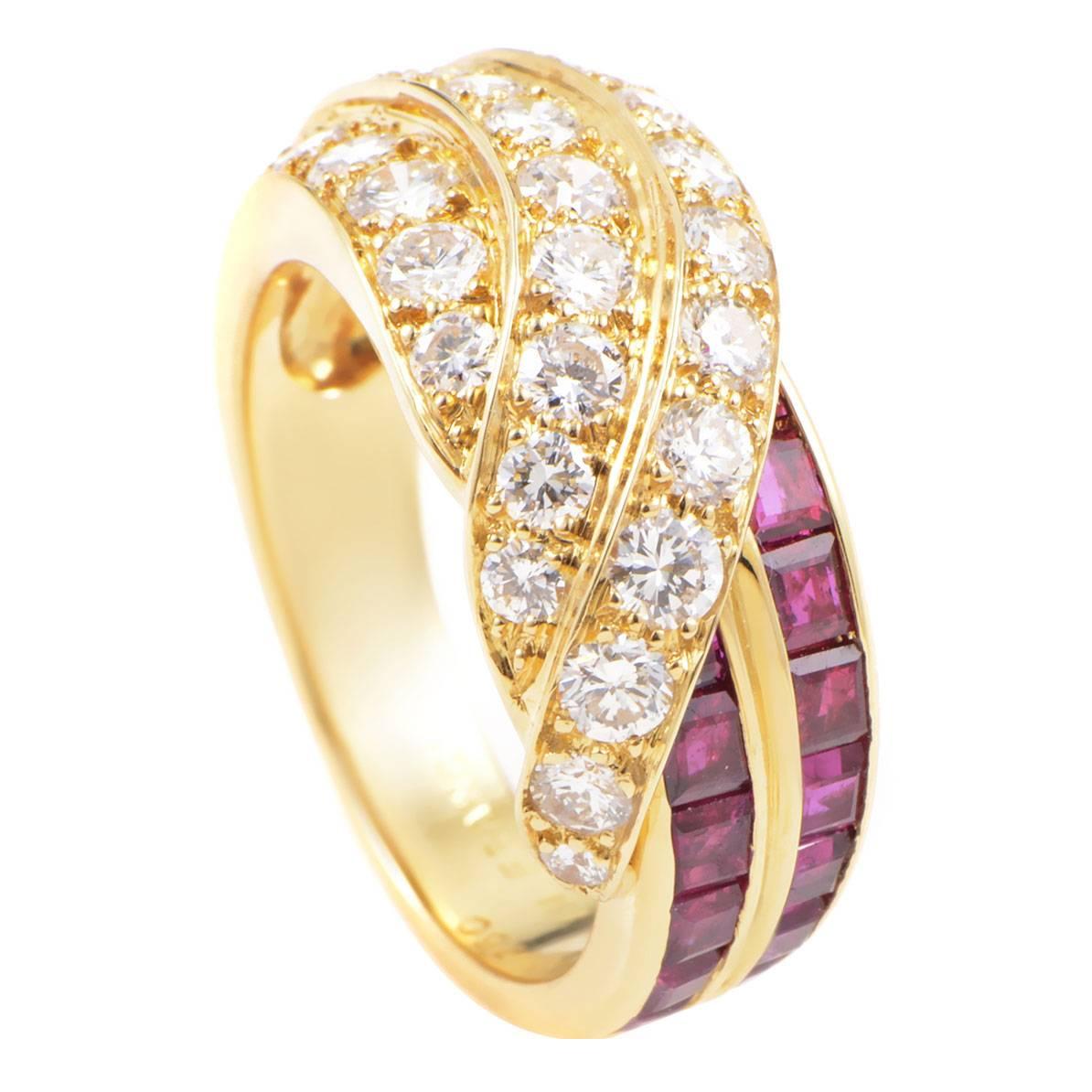Van Cleef & Arpels Ruby Diamond Gold Band Ring