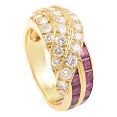 Van Cleef & Arpels Ruby Diamond Gold Band Ring 6