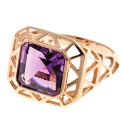 Amethyst Open Work Gold Ring 2