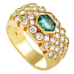 Fred of Paris Emerald Diamond Gold Band Ring