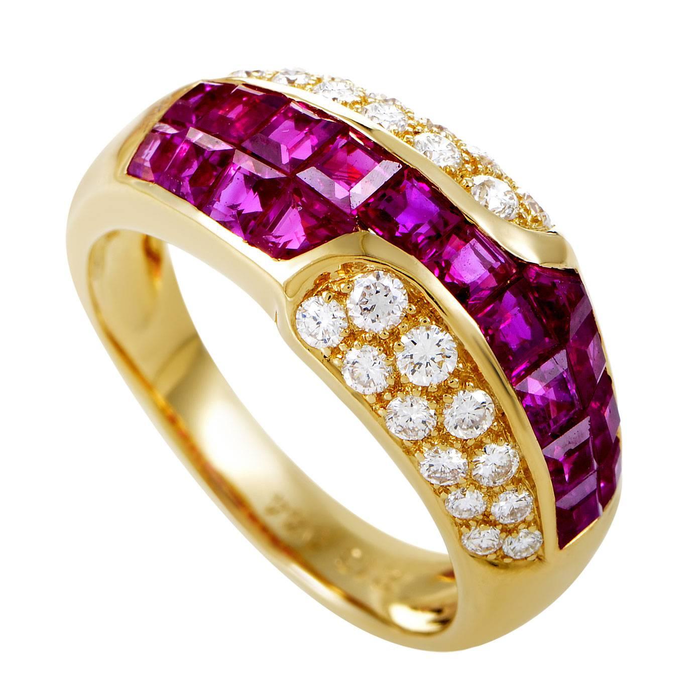 Mouawad Ruby Diamond Gold Band Ring