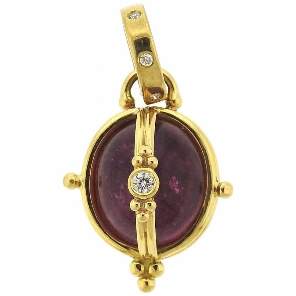 Temple St. Clair Pink Tourmaline Diamond Gold Locket Pendant