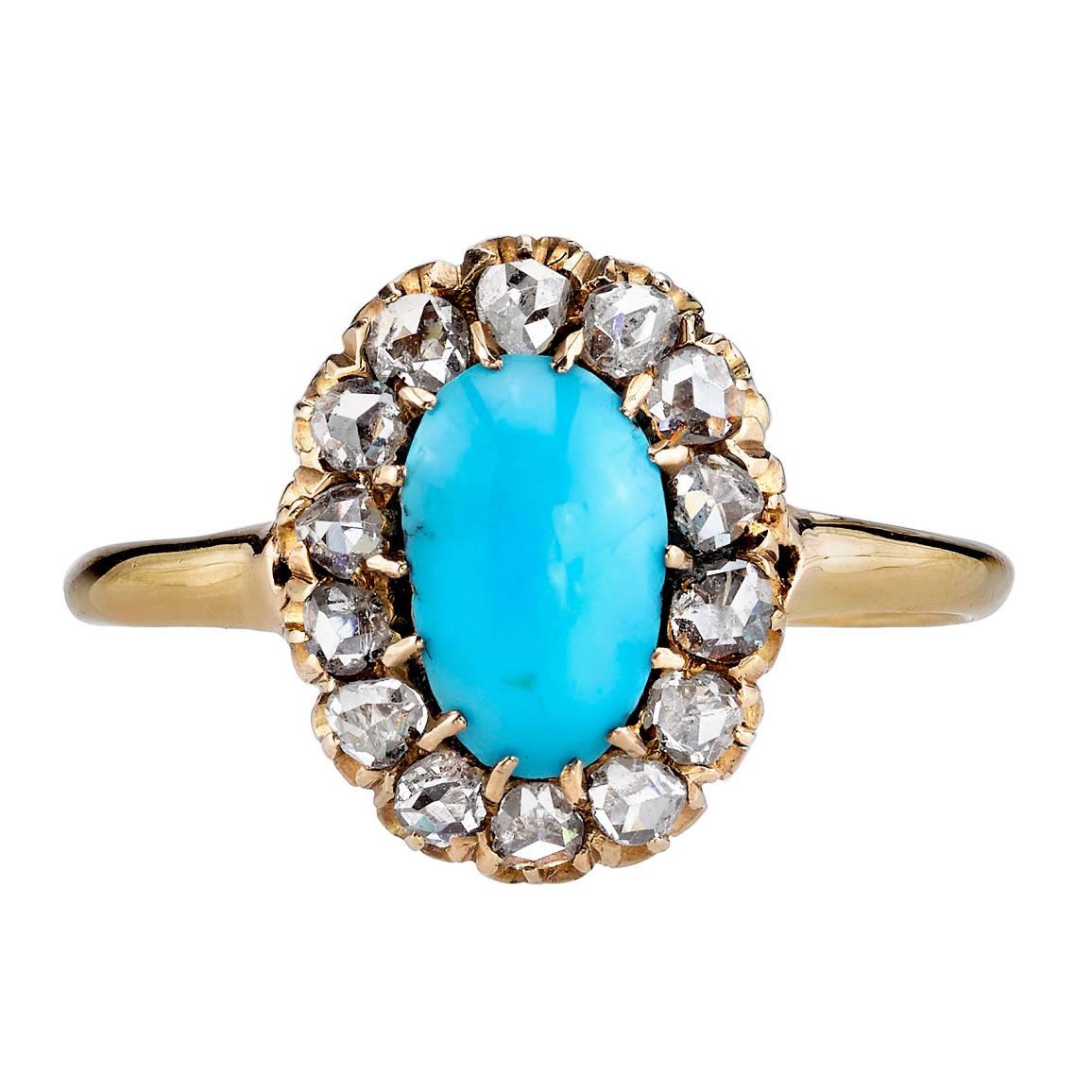 Turquoise and Diamond Ring