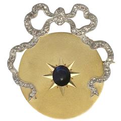 1890s 1.56 Carat Sapphire and 0.68 Carat Diamond Gold Brooch 4