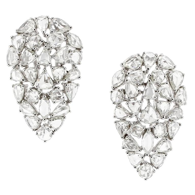 Rose Cut Diamond Gold Earrings For Sale