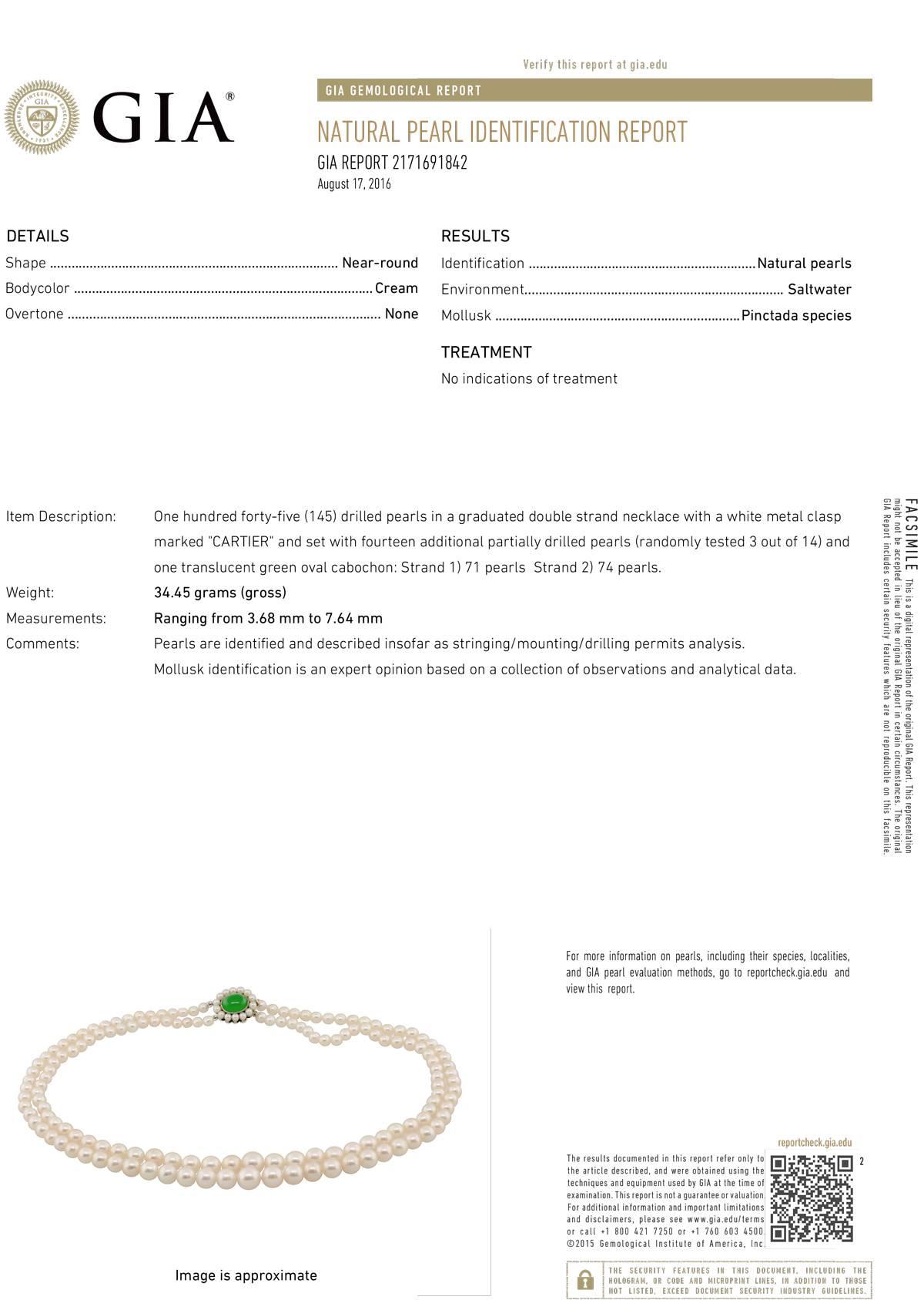 Cartier Halskette mit Naturperlen und Jade als Verschluss 1