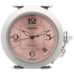 Vintage Cartier Stainless Steel Salmon Dial Pasha Automatic Wristwatch