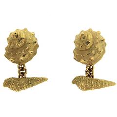 Gold Sea Shell Cufflinks 1