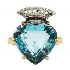 Vintage Crown Aquamarine Ring