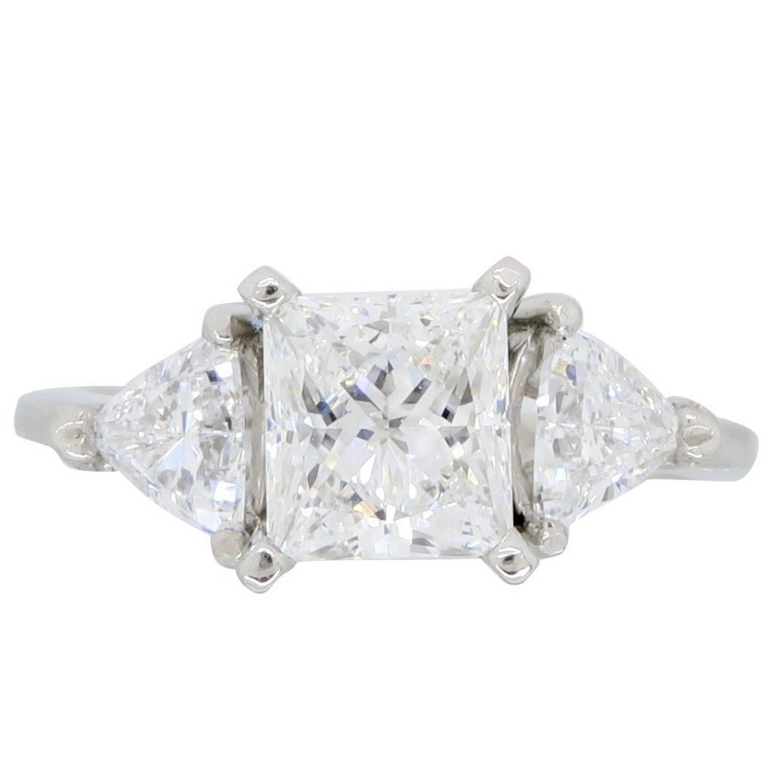 2.02 Carats GIA Cert Three Stone Diamond Platinum Ring