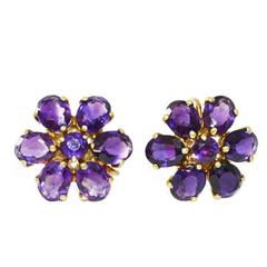 Amethyst Gold Flower Earrings