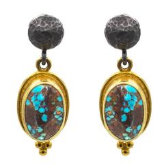 Persian Turquoise Set in Gold Vermeil Earrings