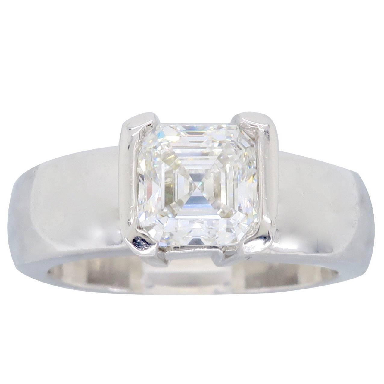 1.56 Carat GIA Square Emerald Cut Diamond Ring