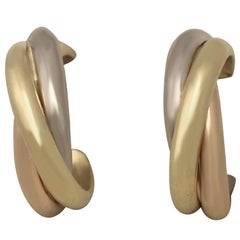 Retro Cartier Trinity de Cartier Gold Hoop Earrings