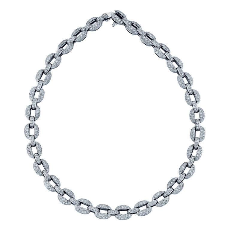 Cartier Micro-Pavé Diamond Link Necklace in 18K White Gold
