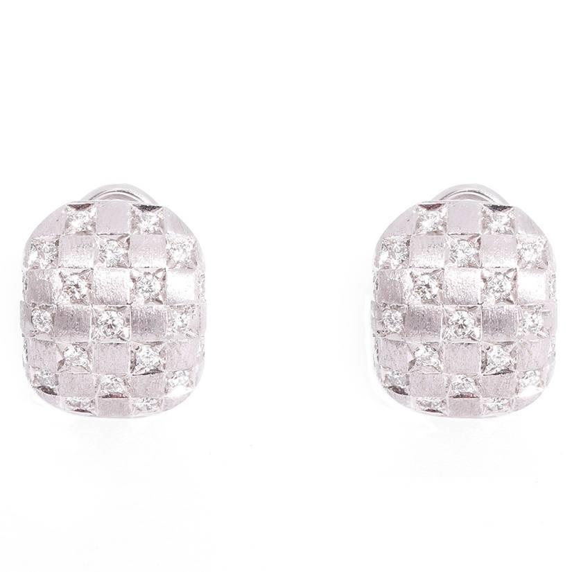 Damiani Checkmate Diamond Gold Earrings For Sale