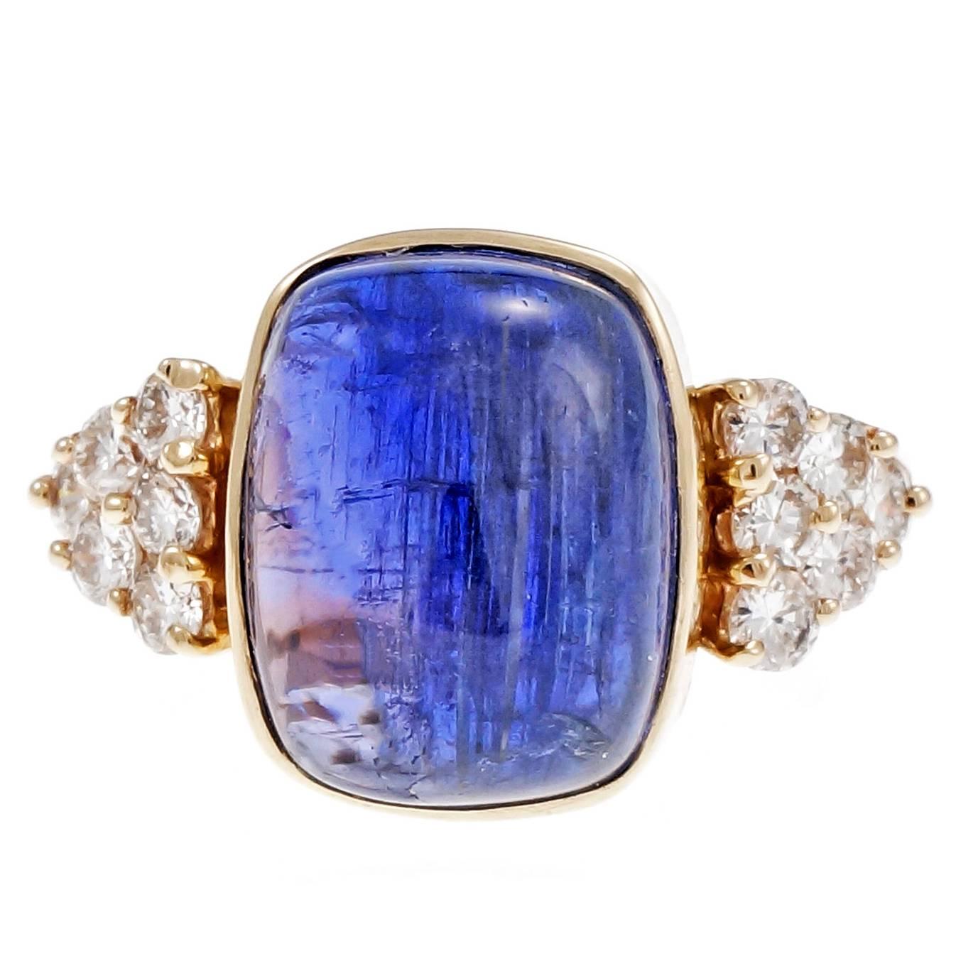 Blue Purple Tanzanite Diamond Gold Engagement Ring