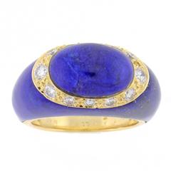 Van Cleef & Arpels Lapis Diamond Gold Dome Ring 8