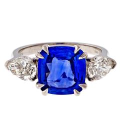 Peter Suchy Sapphire Diamond Platinum Three Stone Engagement Ring 7