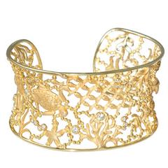Diamond Gold Hand-carved Tropical Sea Life Bracelet 