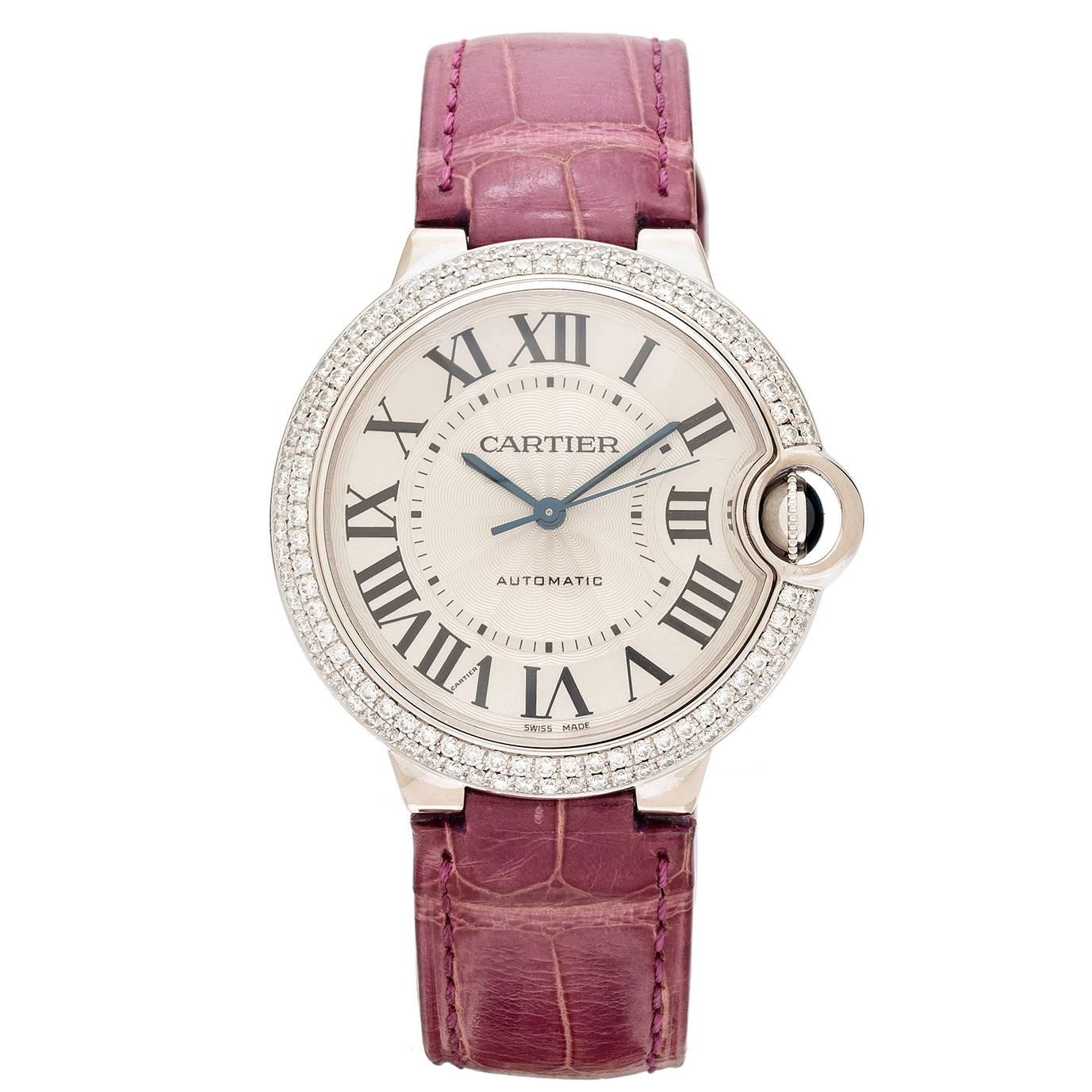 Cartier Lady
s White Gold Diamond Ballon Bleu Automatic Wristwatch
