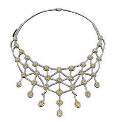 Fancy Yellow and White Diamond Two Color Gold Necklace 2