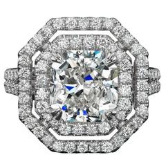 3.51 Carat Radiant Cut Diamond Gold Engagement Ring