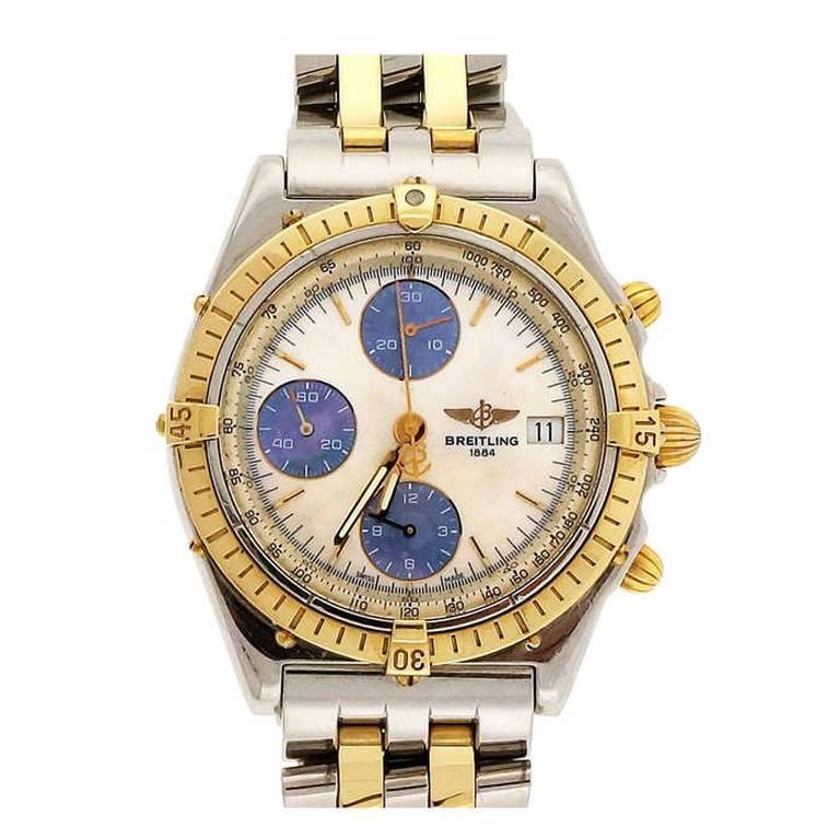 Breitling Yellow Gold Stainless Steel Chronograph Wristwatch