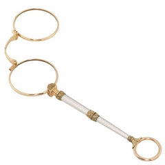 Fabergé Pearl White Enamel Gold Lorgnette