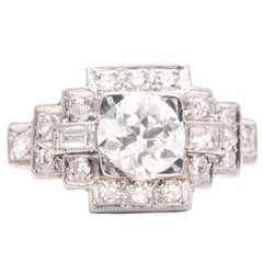 Art Deco 0.85 Carat Diamond Platinum Engagement Ring