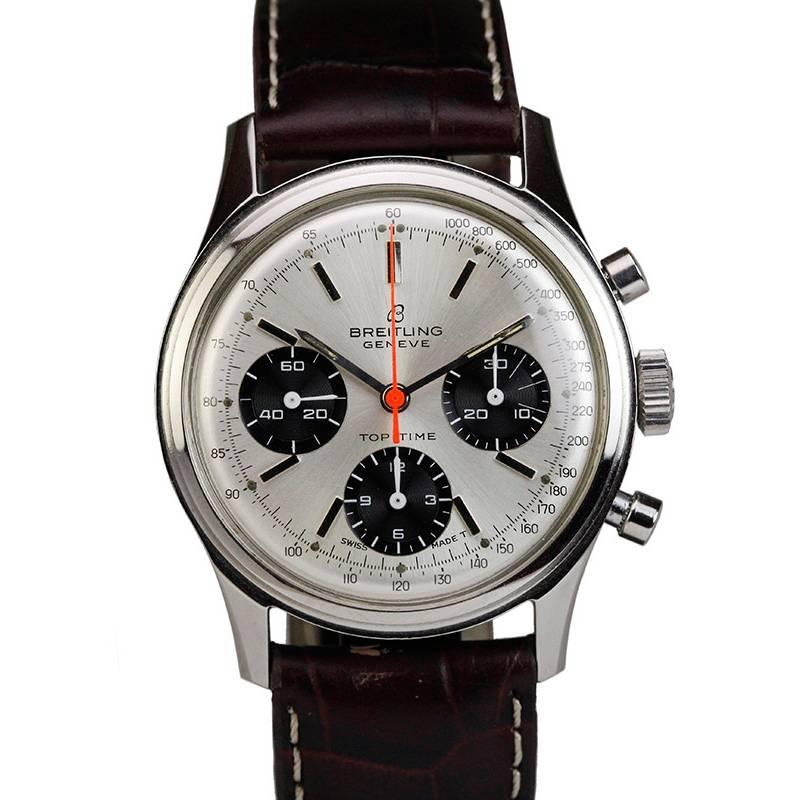 Breitling Stainless Steel Top Time Panda Manual Wind Wristwatch