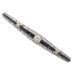 1940s 2.30 Carat Sapphire & 3.67 Carat Diamond, 18k White Gold Bracelet 3