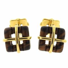 Tiffany & Co. Gold Tiger's Eye Cufflinks