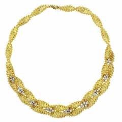 Tiffany & Co. France Gold Diamond Twist Necklace
