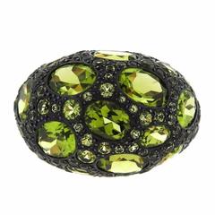 Pomellato Tabou Gold Burnished Silver Peridot Large Ring