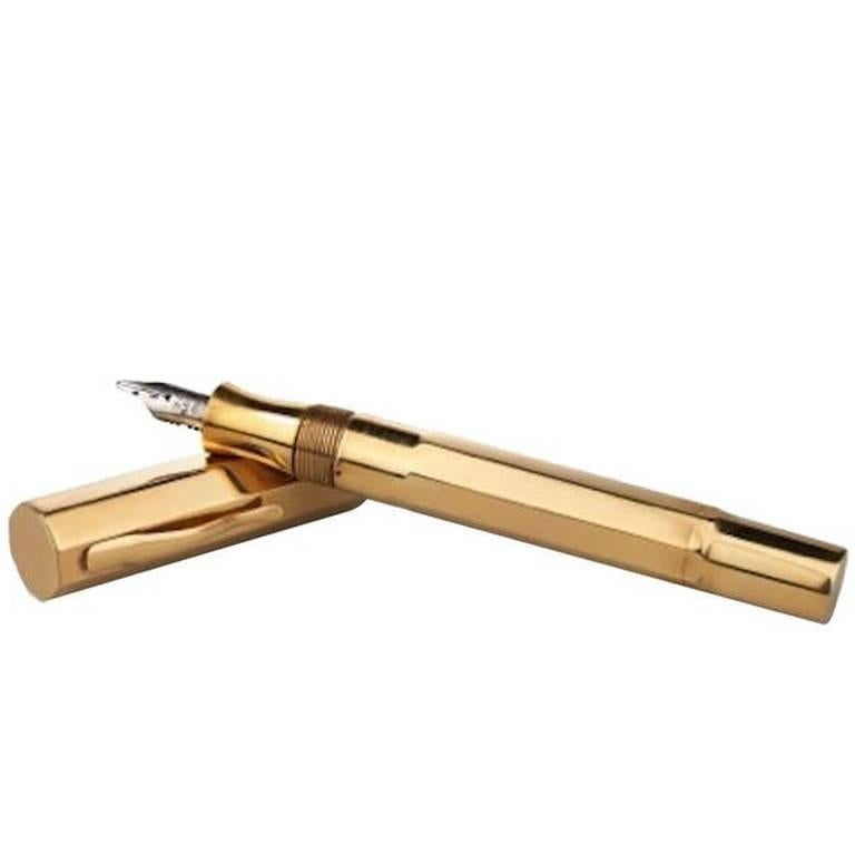 1940s Cartier Paris Gold Ink Pen and Platinum Feather