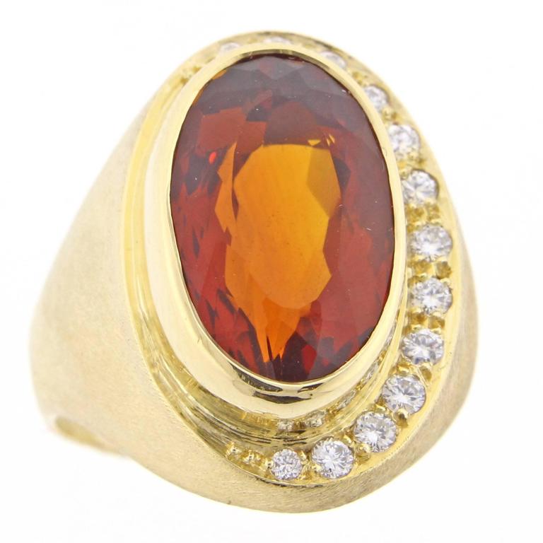 Burle-Marx Citrine and Diamond Ring For Sale